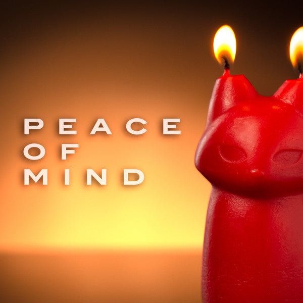 Ad for the Fox candle with ears lit and stating: Peace of Mind
