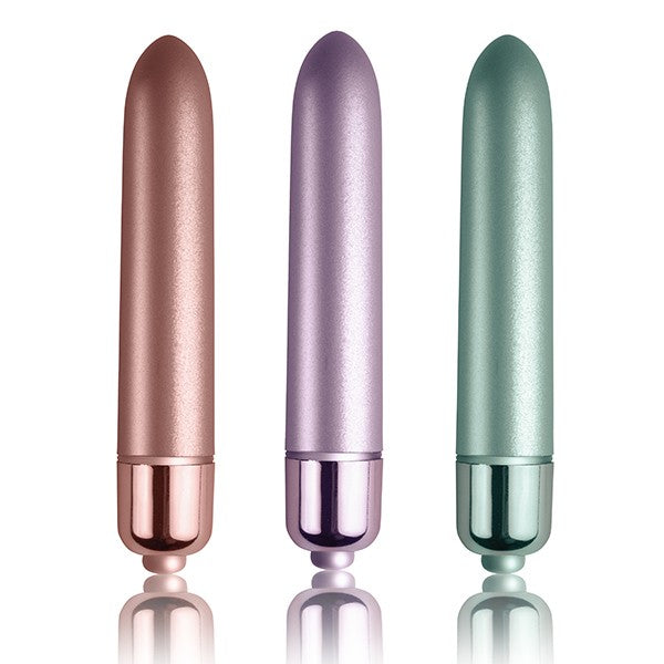 Group photo of 3 of the color options of these bullets.