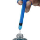 Photo showing how to draw the lube out of container and into one of the launchers (blue).