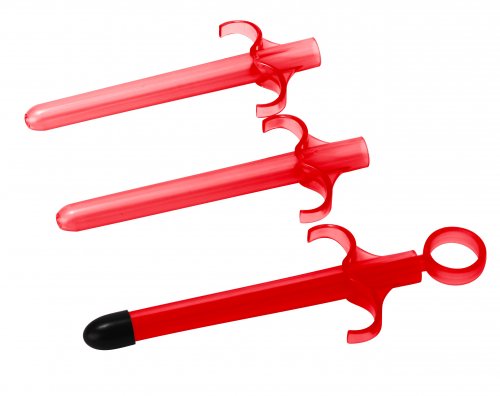 Side angle photo of the lube launcher set (red).